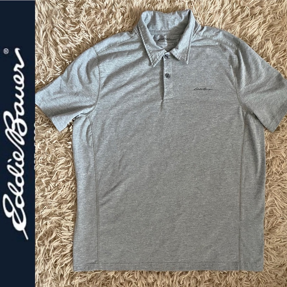 6/$20 Eddie Bauer Gray Polo Shirt EUC Cotton/Polyester/Spandex Size L